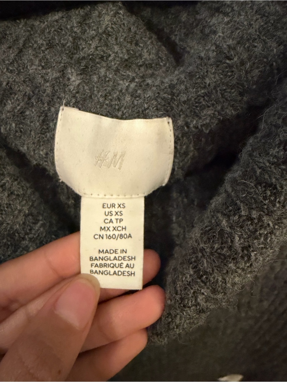 H&M Gray Ribbed Off-Shoulder Foldover Sweater - Picture 2 of 2